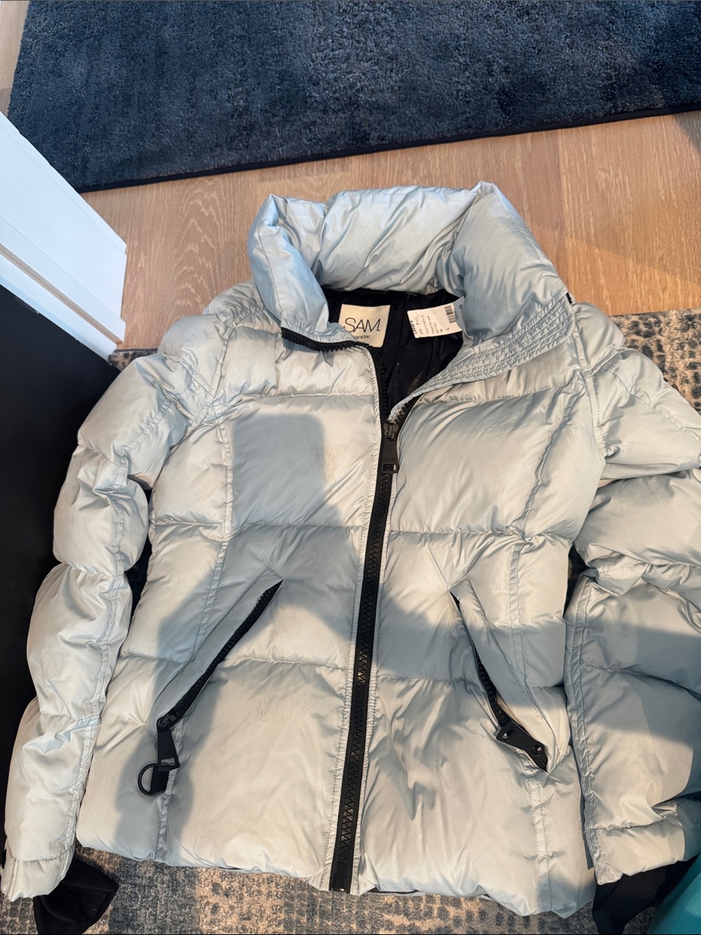 SAM. Pale Blue Quilted Puffer Coat